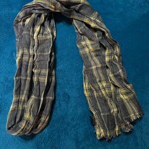 Express Plaid Lightweight Scarf - Black & Yellow - Soft & Stylish